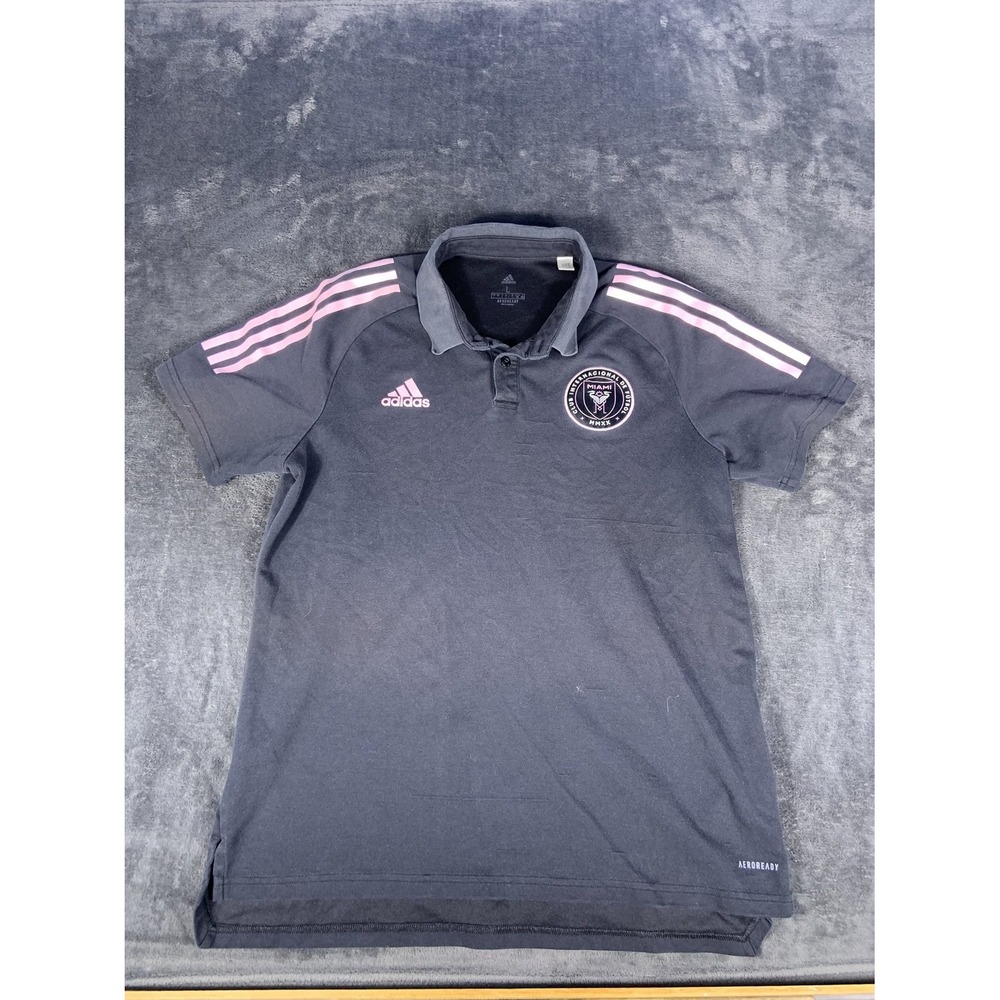 Adidas Inter Miami CF Aeroready Polo Shirt Mens Large Black Soccer FI0230 MLS